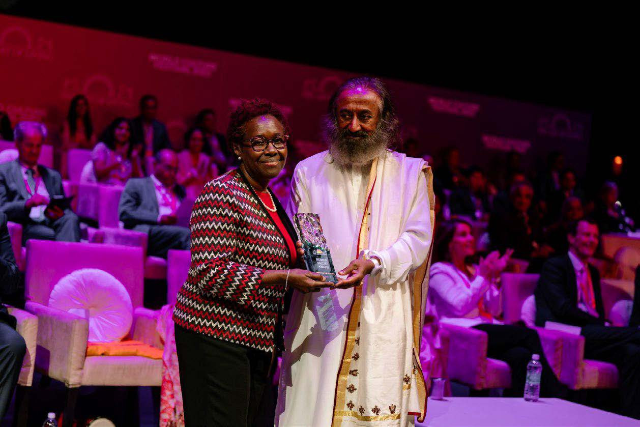 Mourine Evans and Gurudev at the World Culture Festival